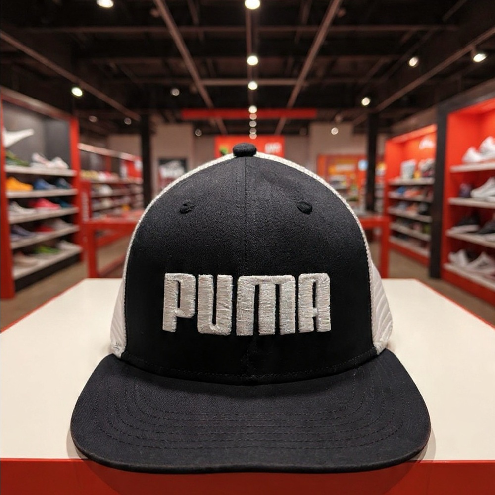PUMA Black and White Mesh Cap
